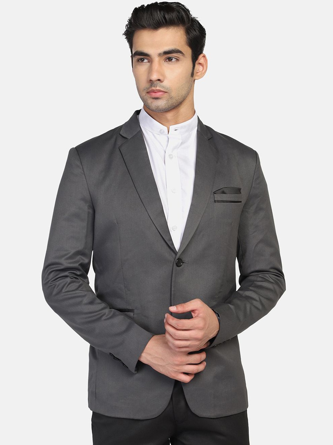 

TAHVO Notched lapel Collar Single-Breasted Casual Blazer, Grey