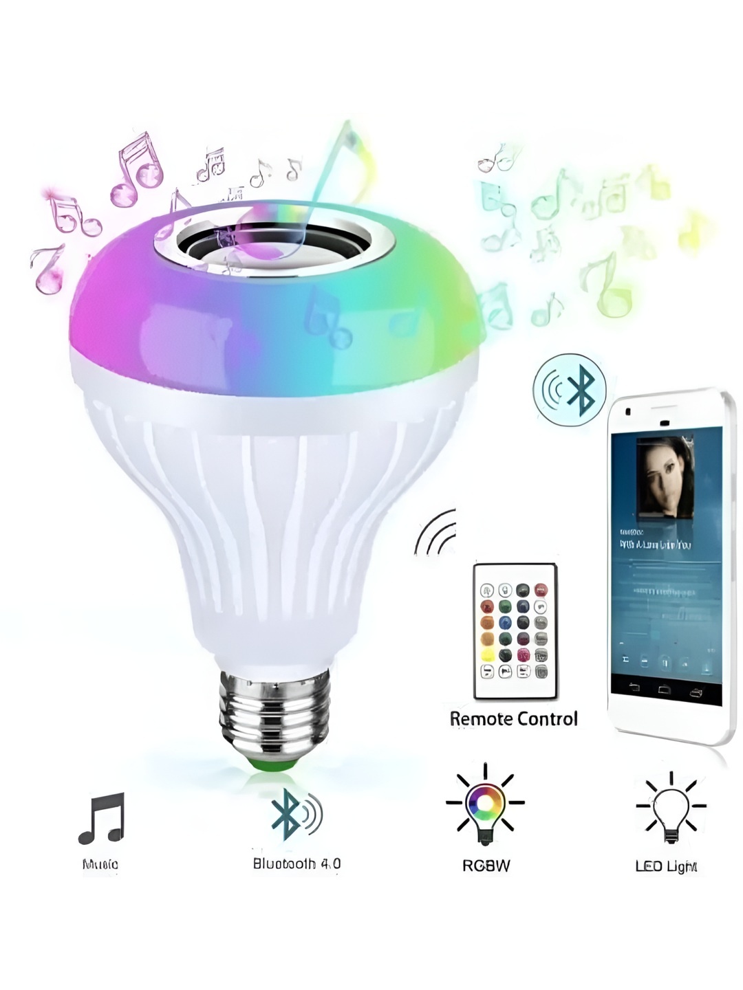 

SPARK WORLD White Wireless Music Playing Remote Controller LED Bulb