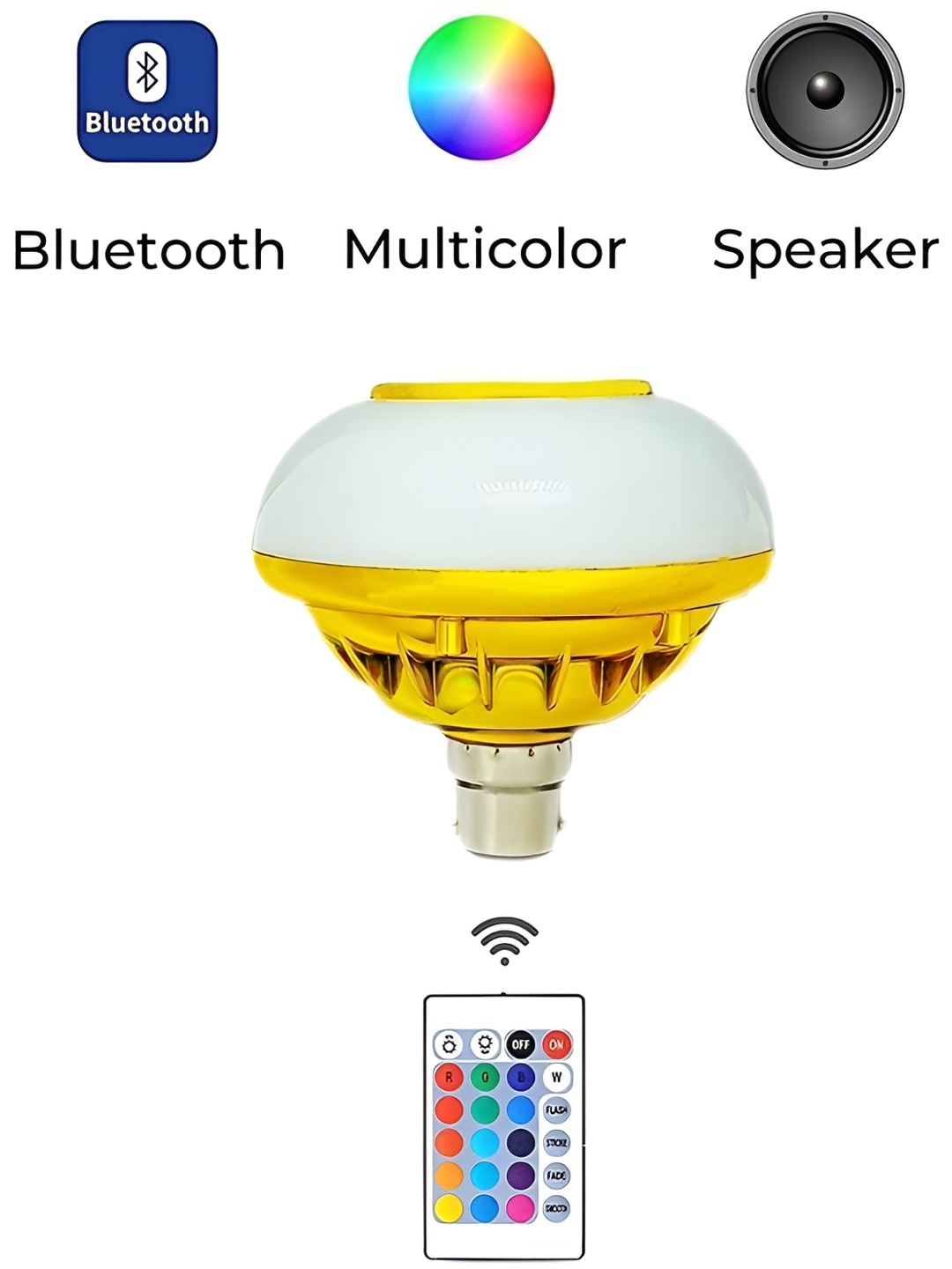 

SPARK WORLD Gold Toned & White Wireless Music Playing Remote Controller LED Bulb