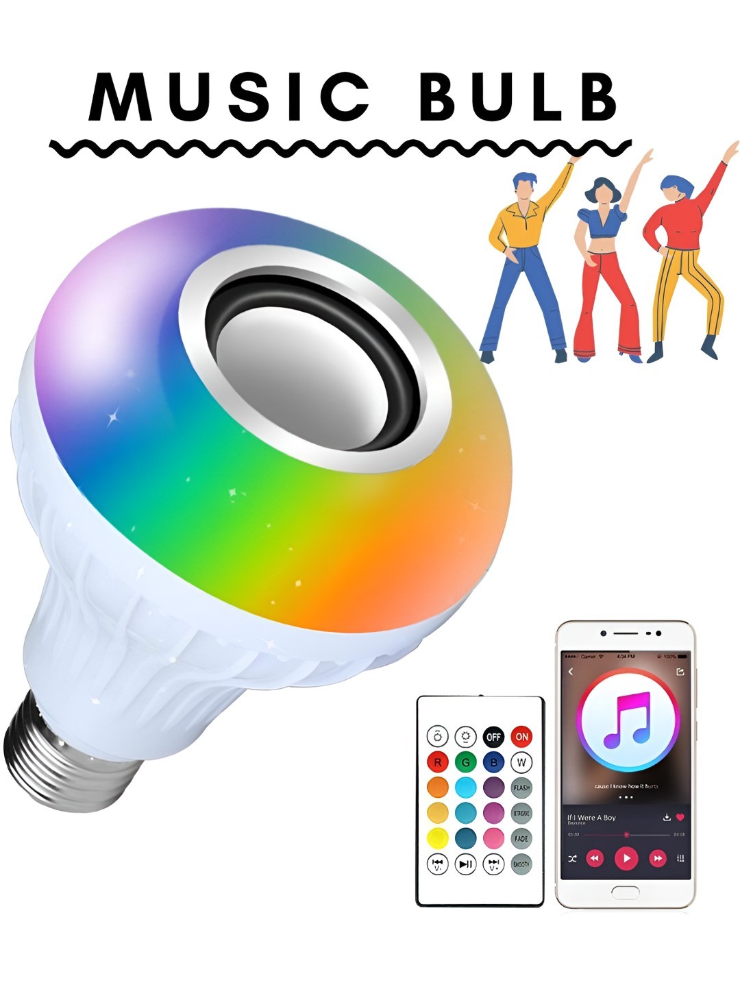 

SPARK WORLD Wireless Music Playing Remote Controller LED Bulb, White