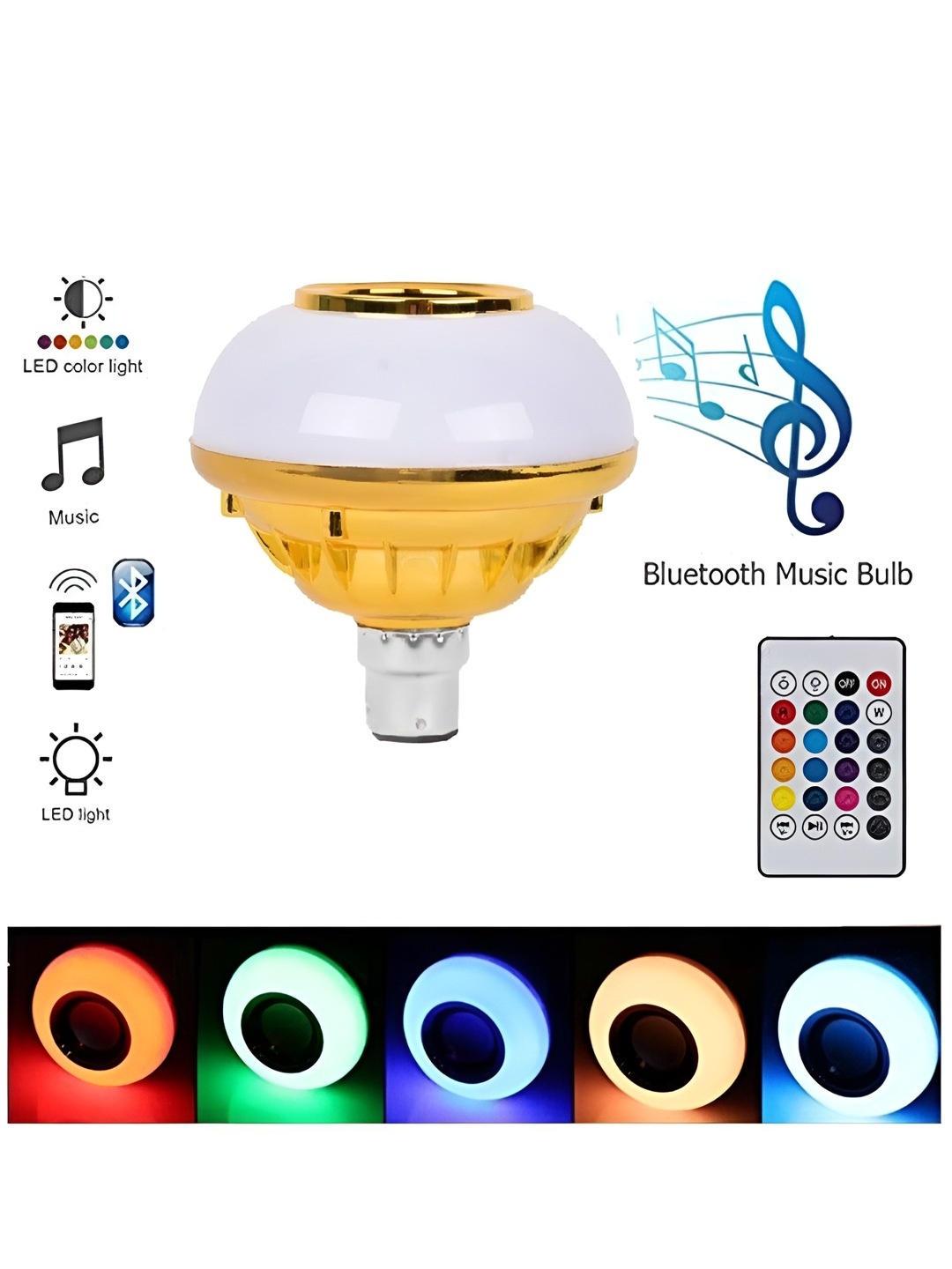 

SPARK WORLD White Wireless Music Playing Remote Controller LED Bulb