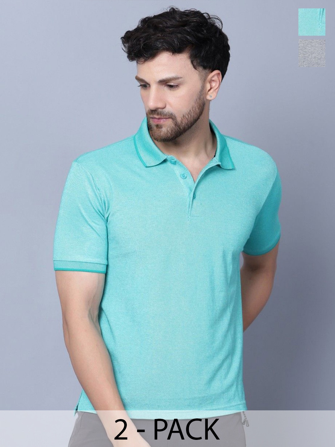 

Trenz Pack Of 2 Polo Collar Moisture Wicking T-shirts, Green