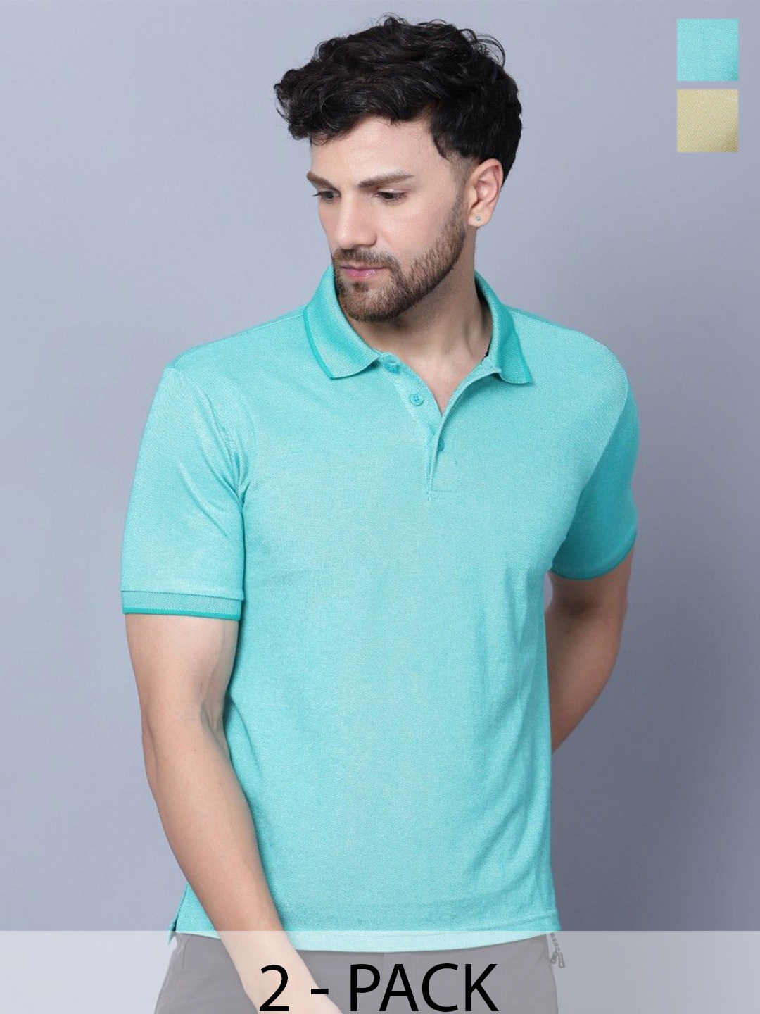

Trenz Pack Of 2 Polo Collar Moisture Wicking T-shirts, Green