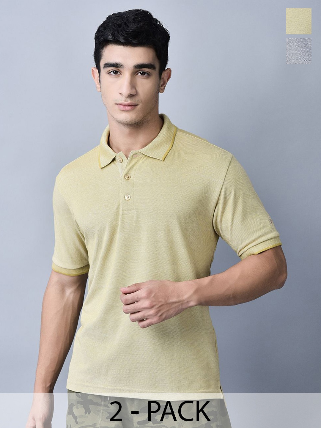 

Trenz Pack Of 2 Polo Collar Moisture Wicking T-shirts, Mustard