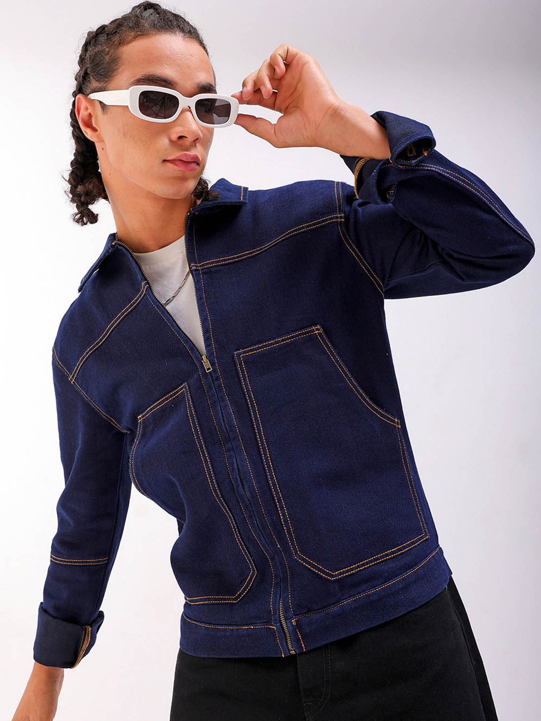 

The Indian Garage Co Washed Crop Denim Jacket, Blue