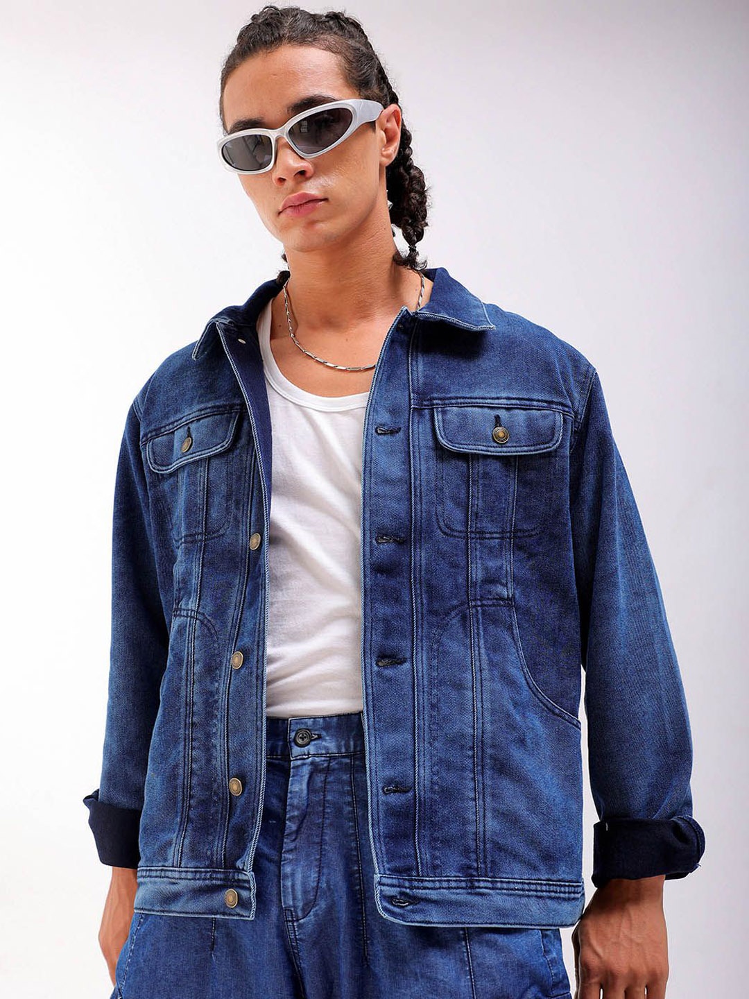 

The Indian Garage Co Washed Longline Denim Jacket, Blue