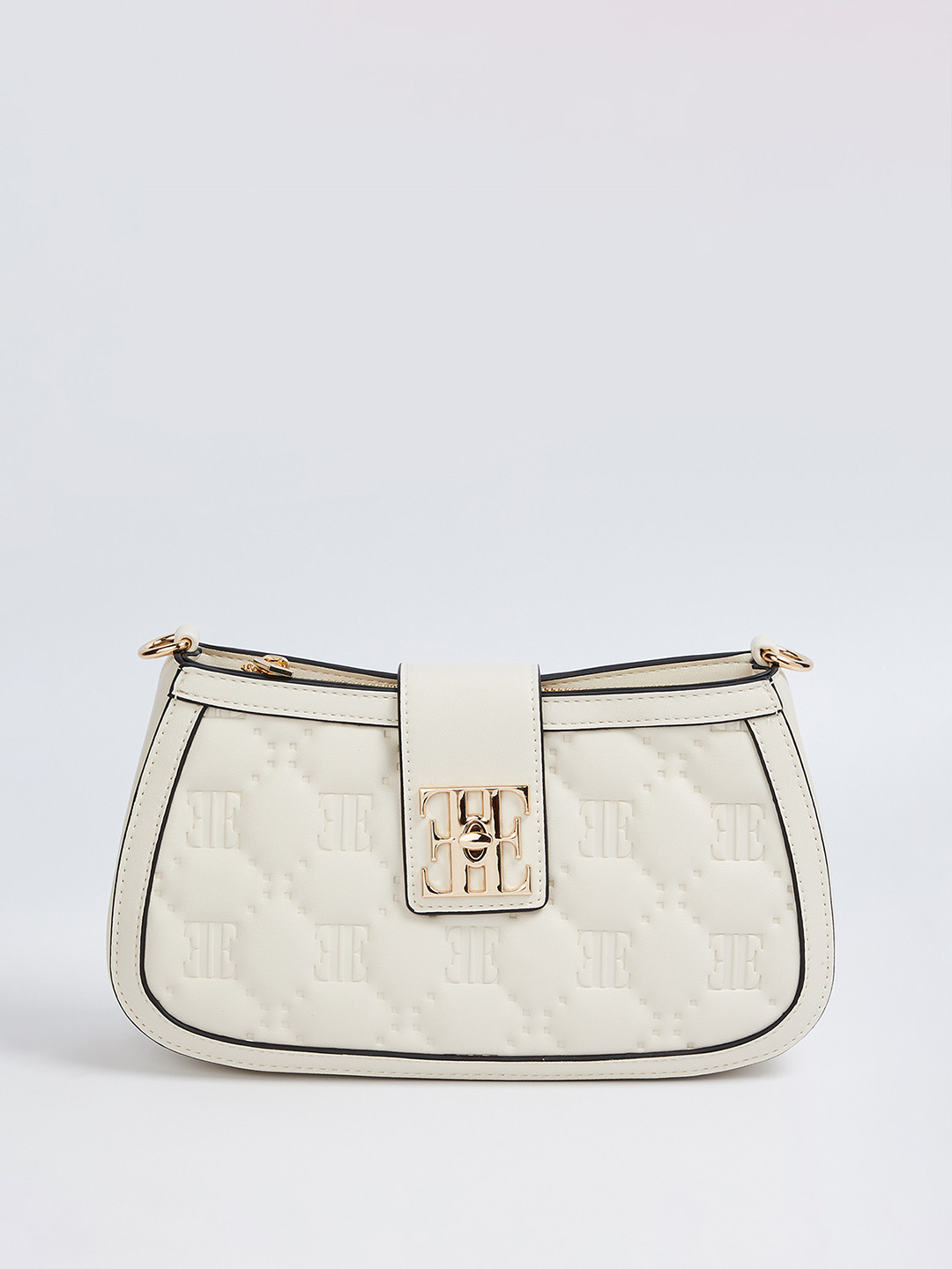 

ELLE Textured Structured Shoulder Bag, Off white