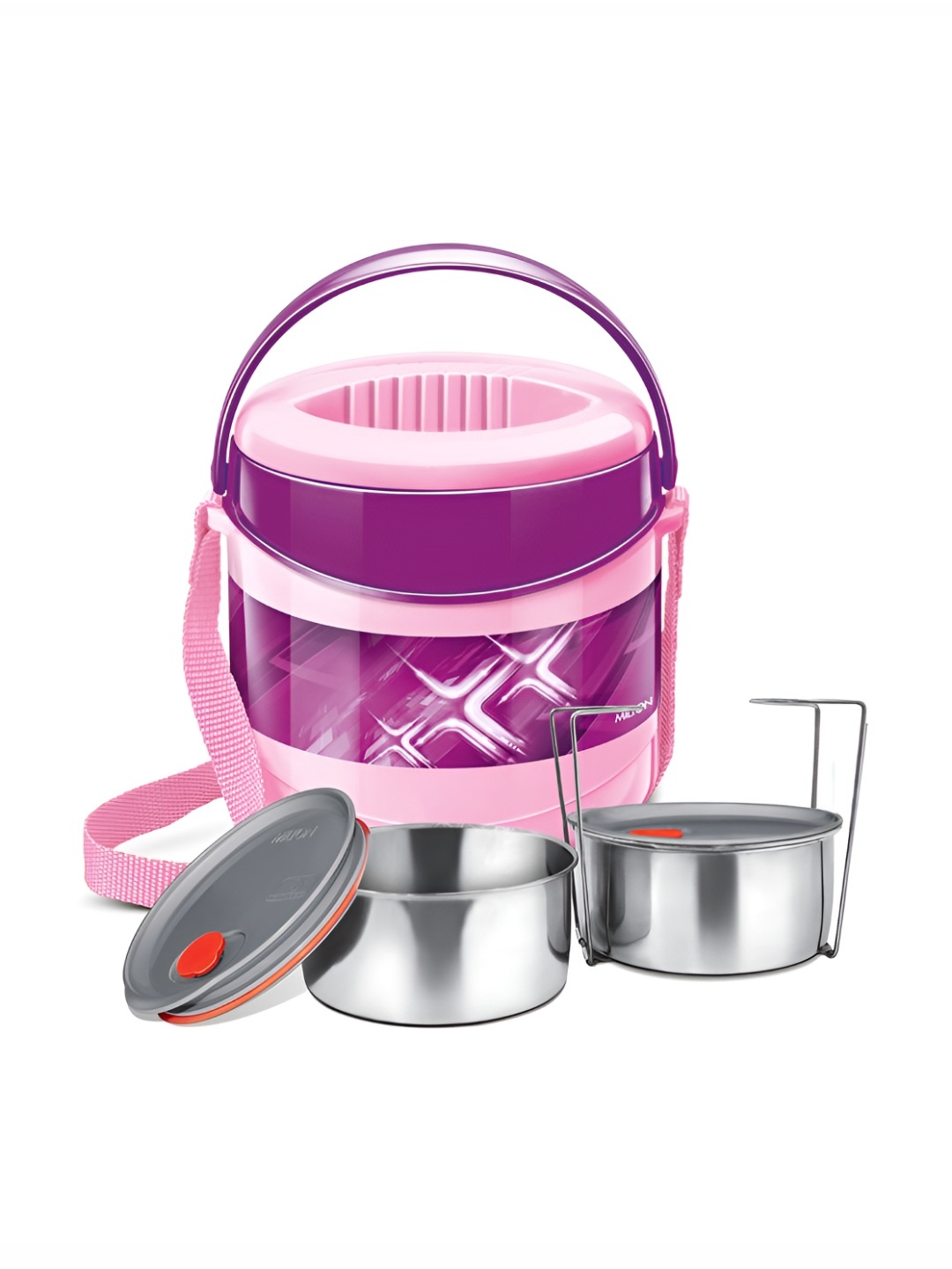 

Milton Econa Deluxe 2 Inner Stainless Steel 2 Containers Office Lunch Box 260 ml Each, Purple