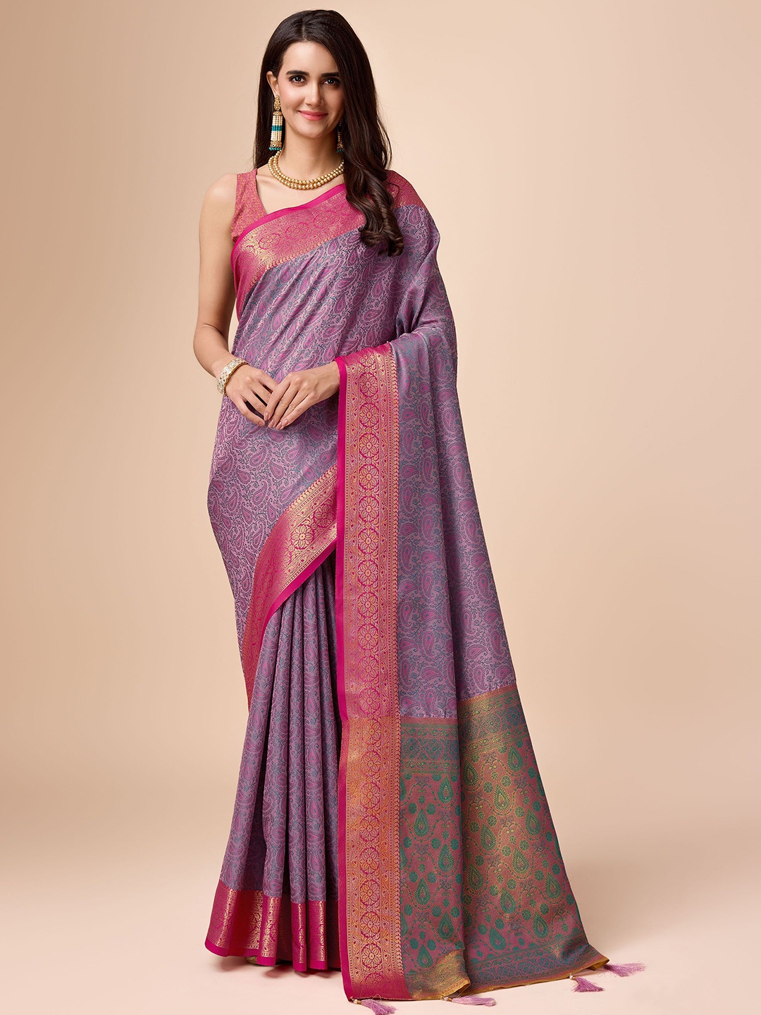 

Mitera Woven Design Zari Saree, Purple