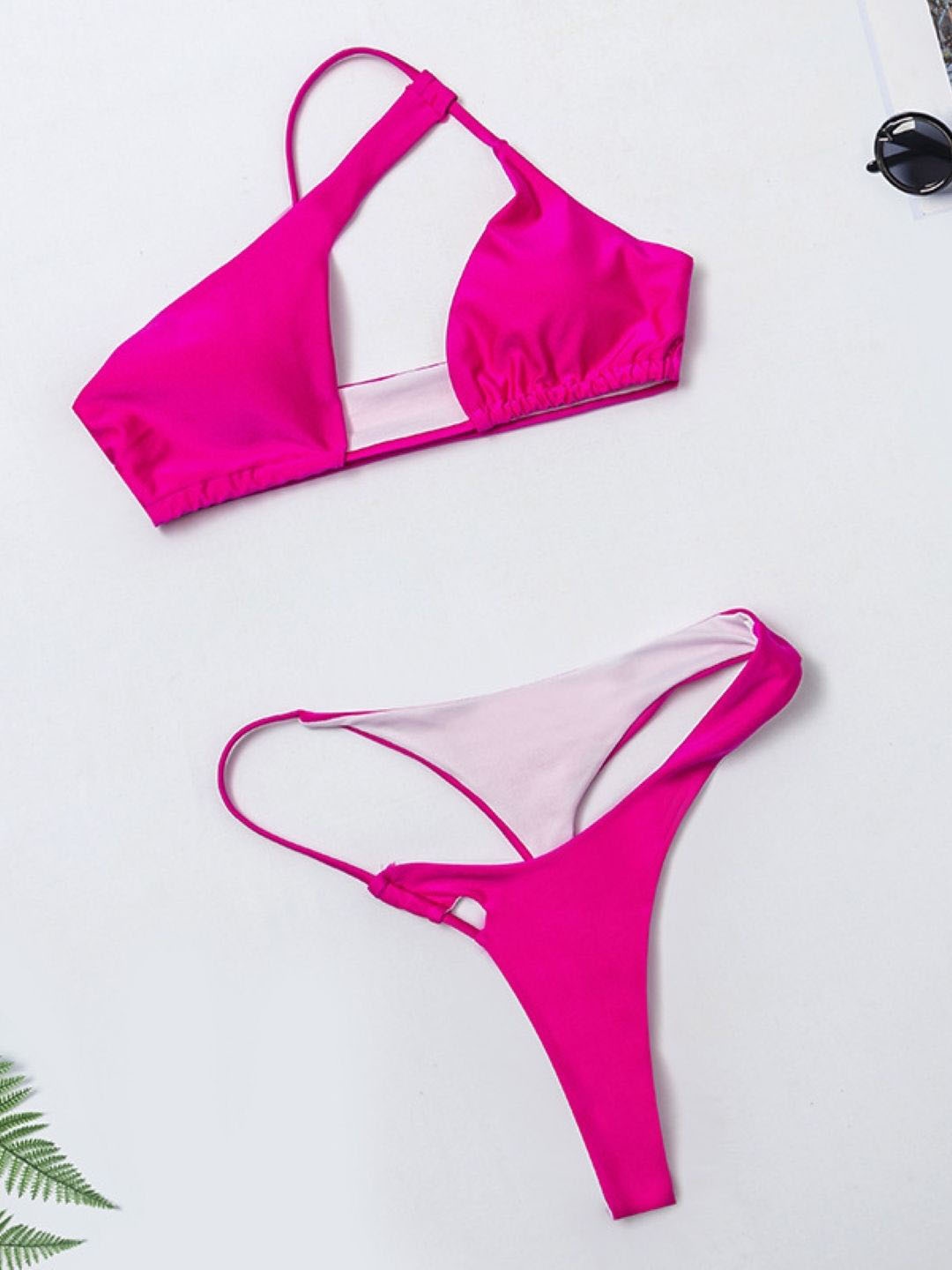 

Stylecast X KPOP Halter Neck Swim Bikini Set, Pink