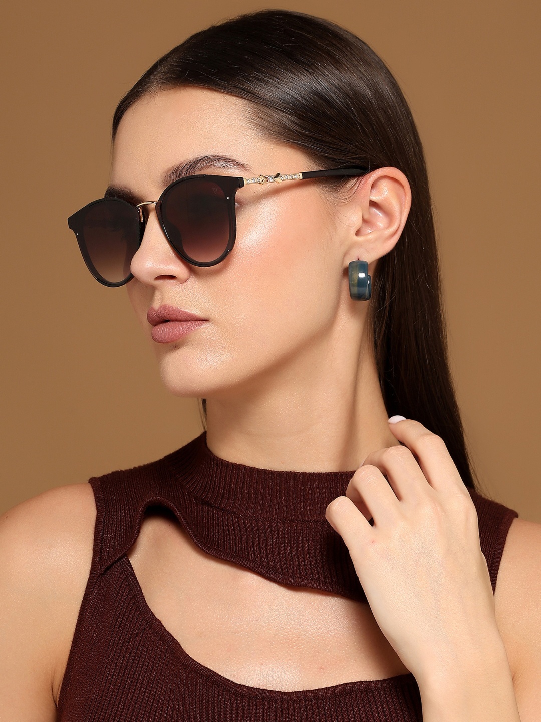 

Voyage Women Cateye Sunglasses with UV Protected Lens B8725MG3188Z, Brown