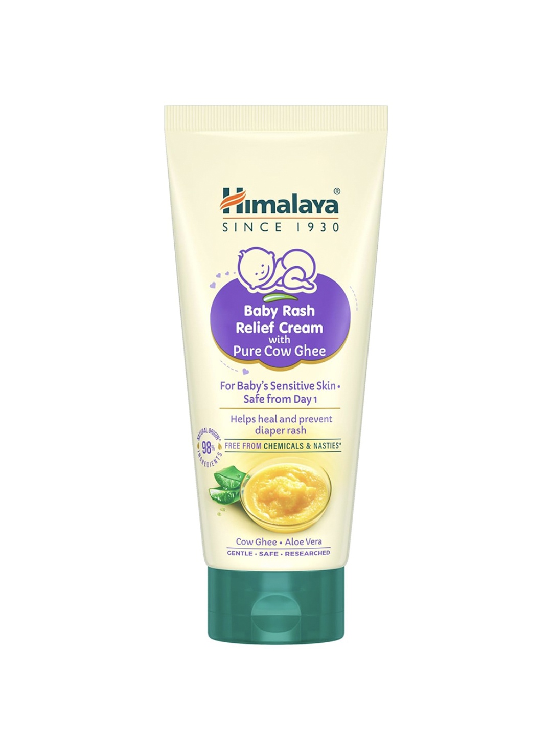 

Himalaya Rash Relief Cream With Pure Cow Ghee & Aloe Vera - 50g, Beige