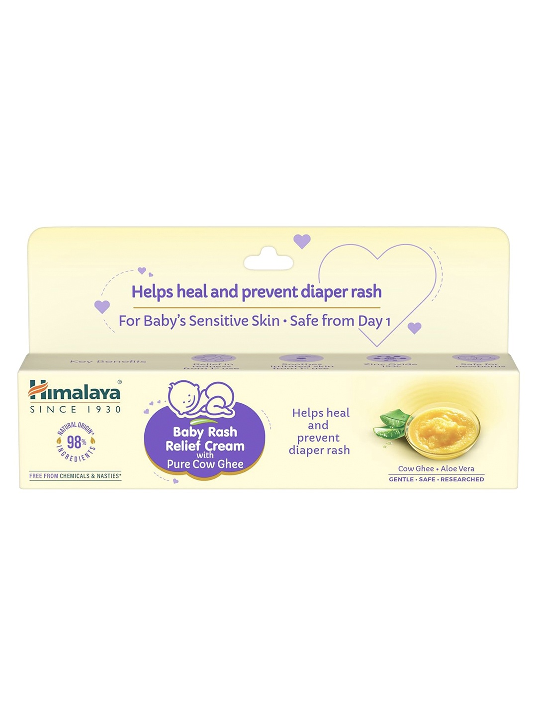 

Himalaya Rash Relief Cream With Pure Cow Ghee & Aloe Vera - 20g, Beige
