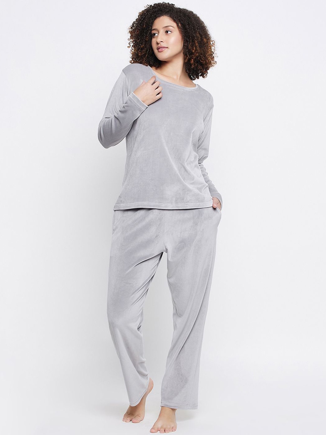 

Clovia Round Neck Night suit, Grey