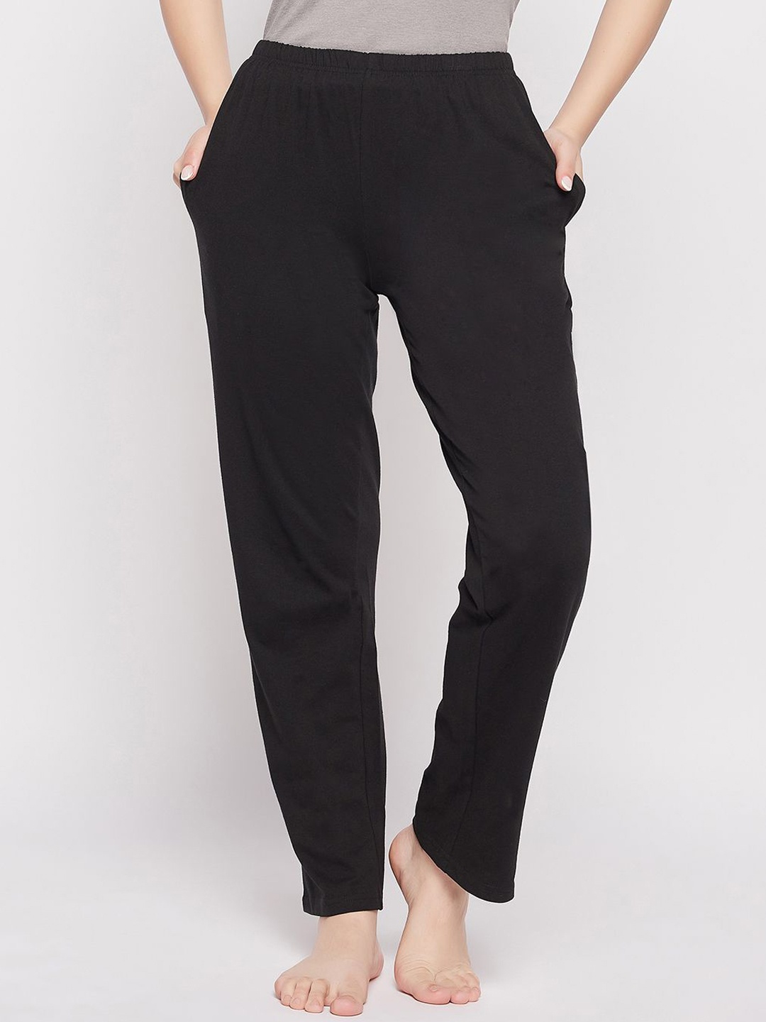 

Clovia Women Mid-Rise Cotton Lounge Pants, Black