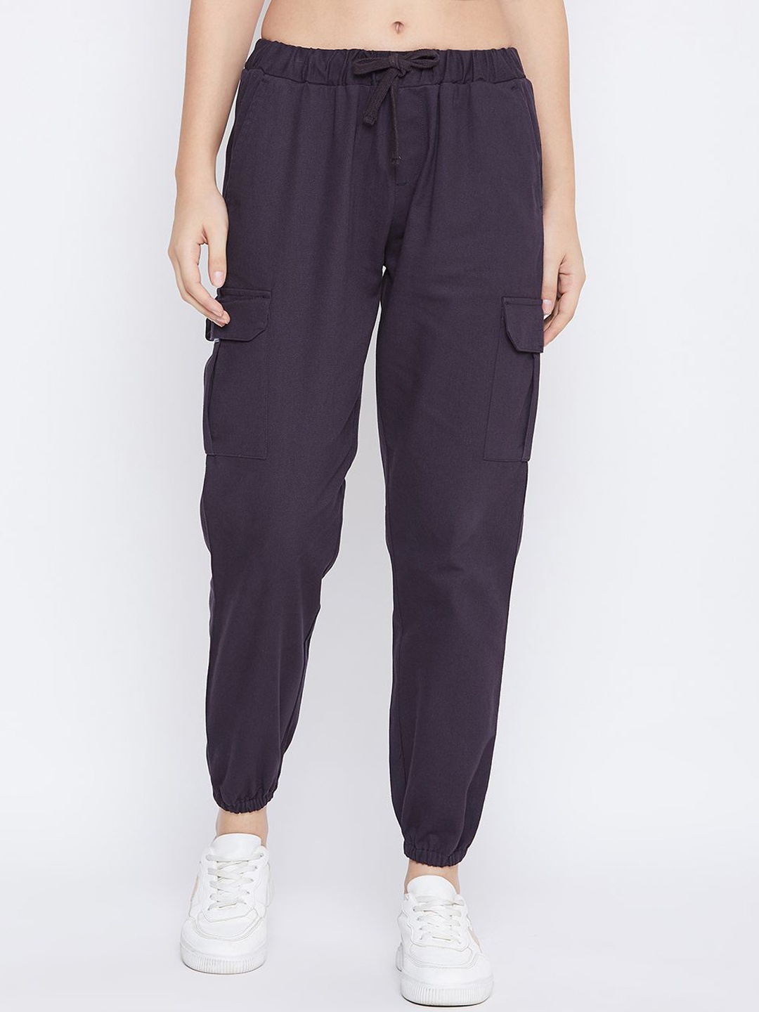 

Q-rious Women Regular Fit Mid-Rise Joggers Trousers, Navy blue