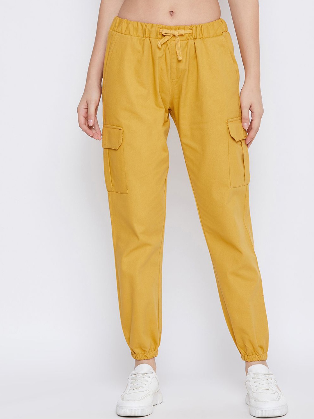 

Q-rious Women Mid-Rise Regular Fit Joggers Trousers, Yellow