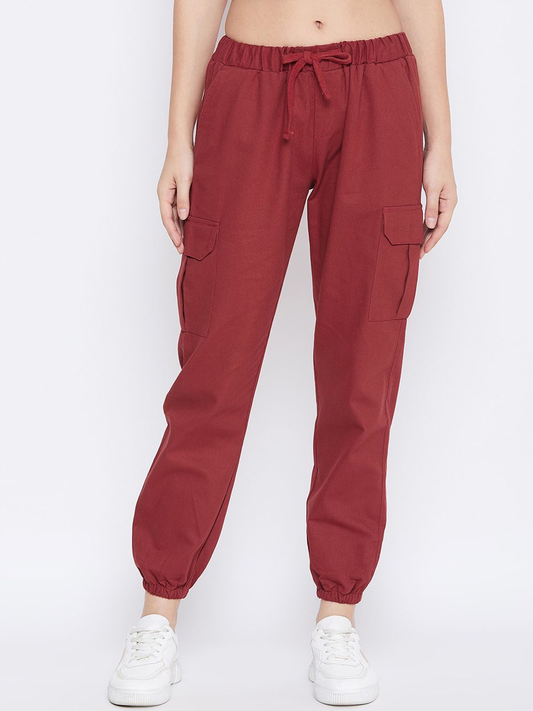 

Q-rious Women Mid-Rise Regular Fit Joggers Trousers, Maroon