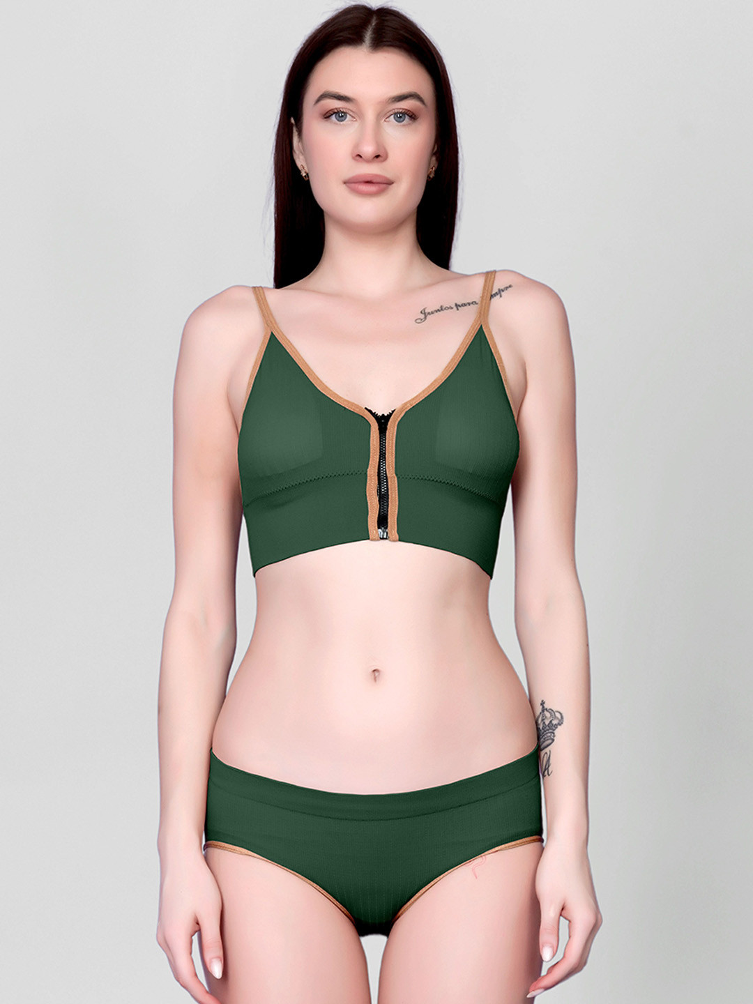 

DEALSEVEN FASHION Lightly-Padded Lingerie Set, Green