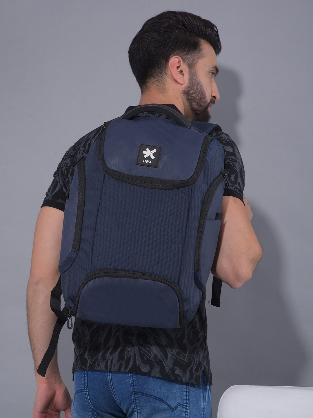 

HRX by Hrithik Roshan Unisex Laptop Backpack with Reflective Strip, Navy blue