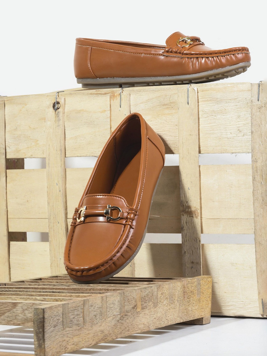 

Try Me Women Square Toe Horsebit Loafers, Brown