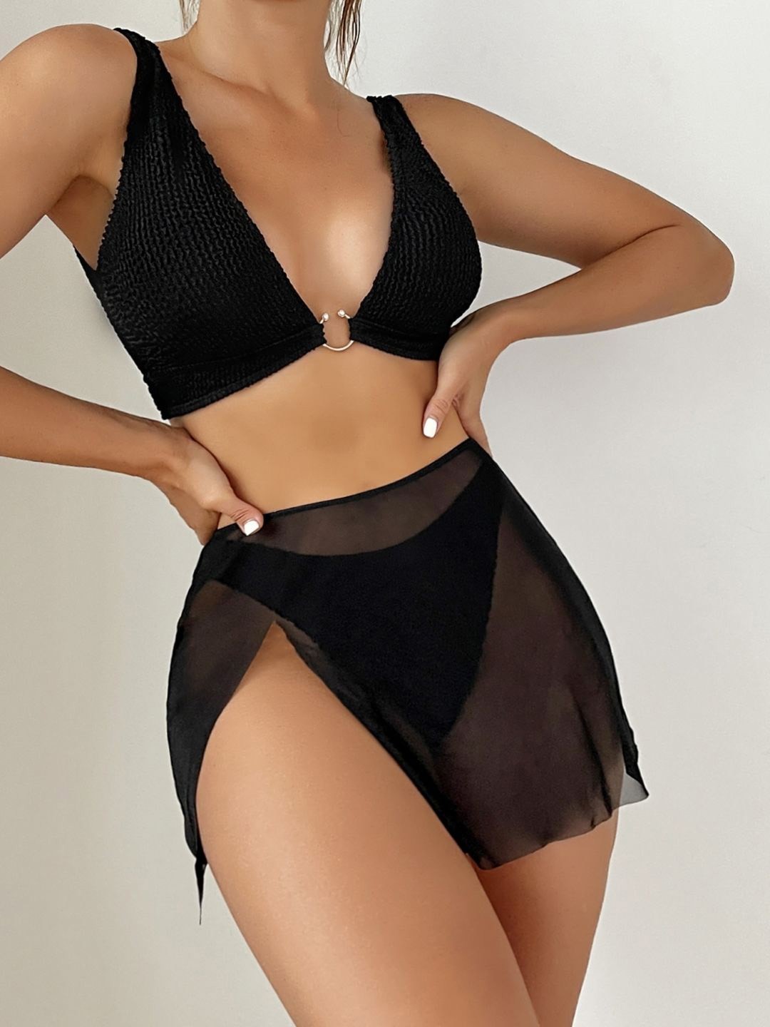 

Stylecast X KPOP Full Coverage Swim Bikini Set, Black