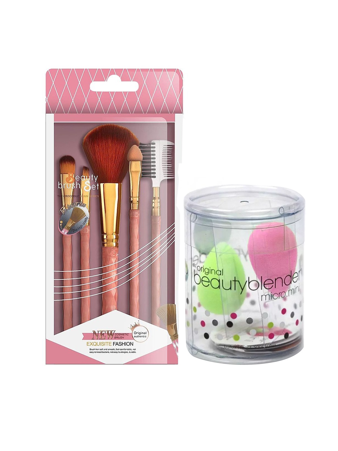 

Adbeni Set Of 5 Brush Set & 5Pcs Beauty Blender Set, Multi
