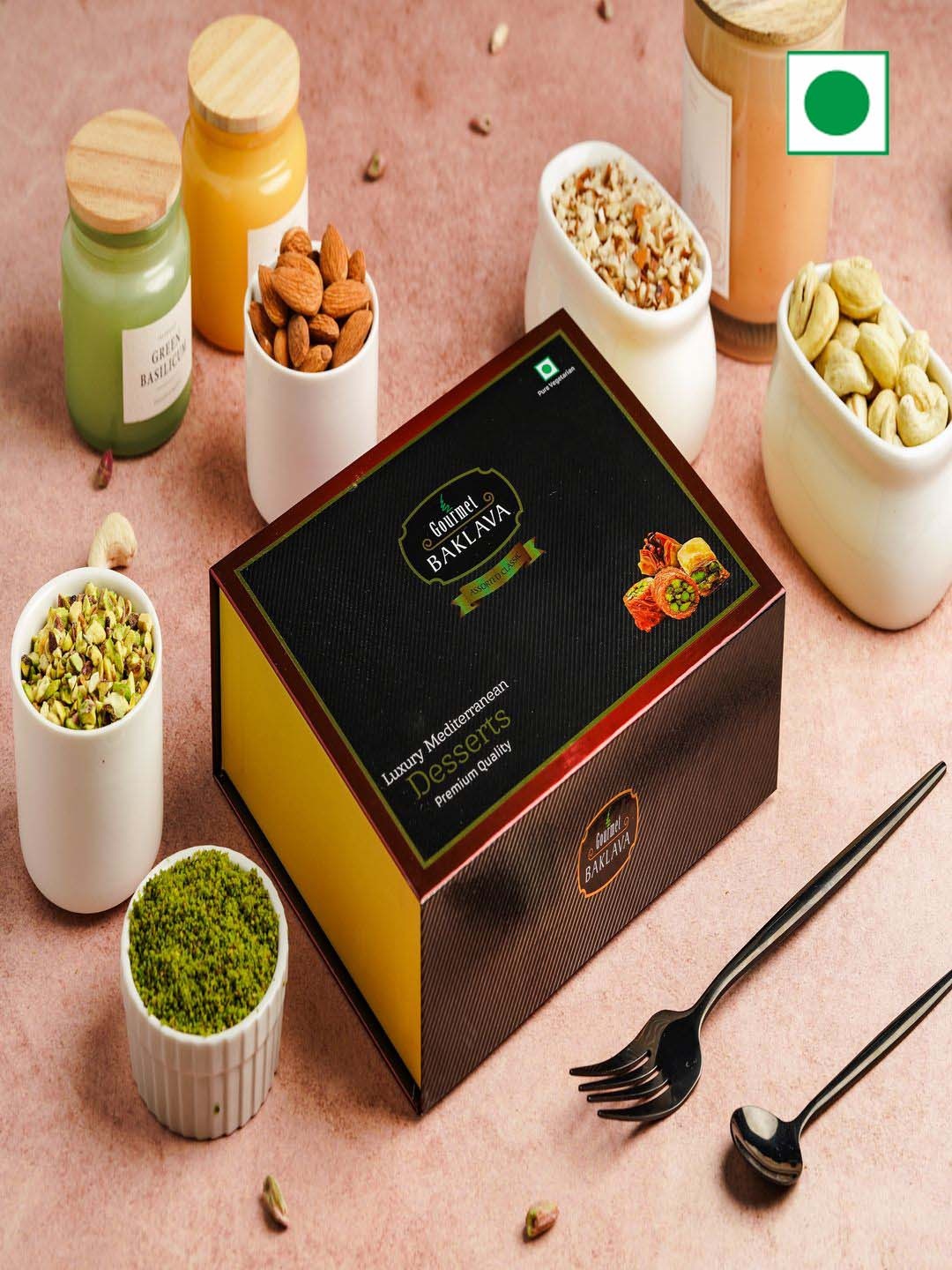 

GourmetBAKLAVA 30 Pieces Almond Nest Baklava, Black