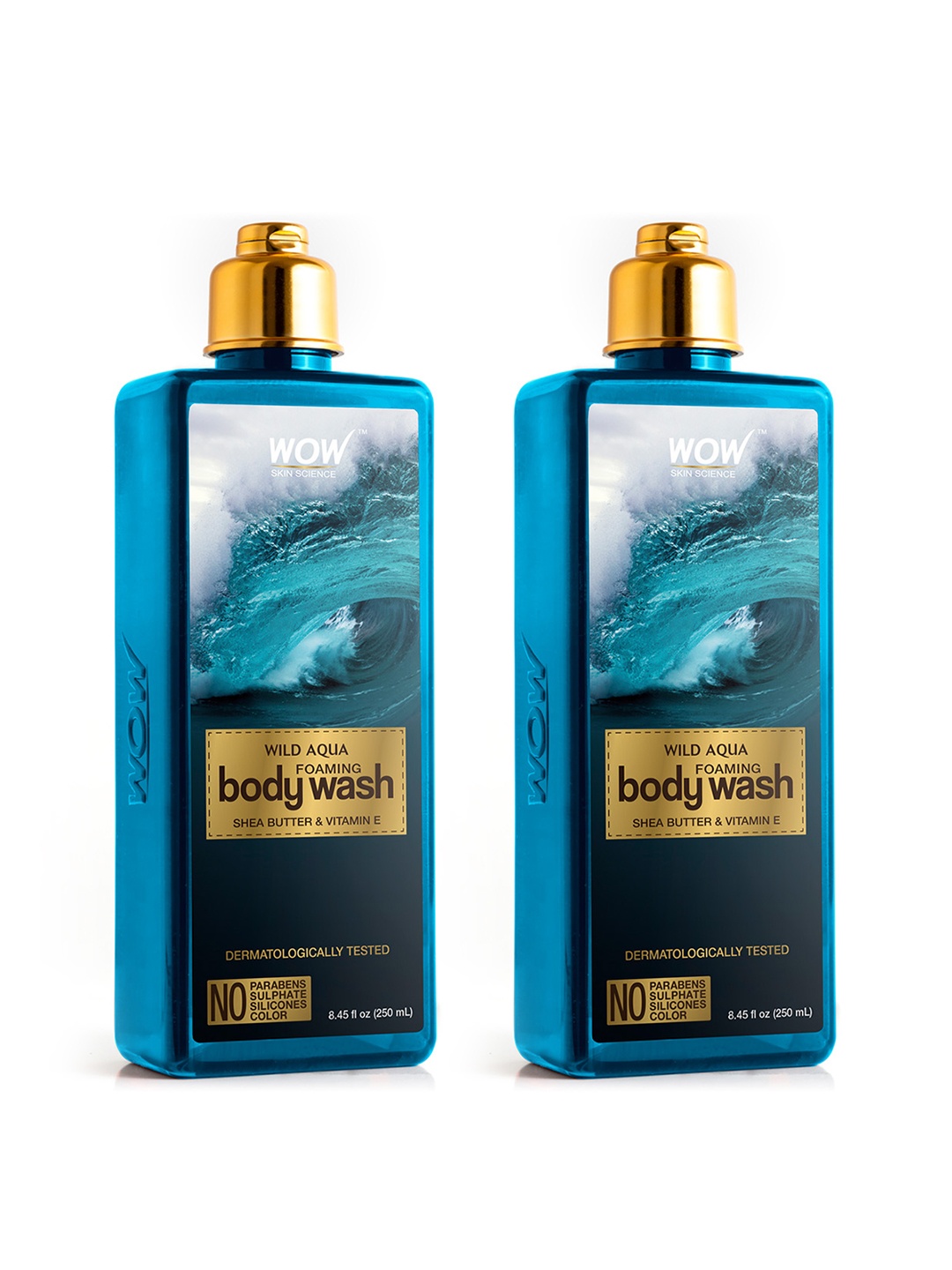 

WOW SKIN SCIENCE Set Of 2 Wild Aqua Foaming Body Wash With Shea Butter - 250ml Each, Blue