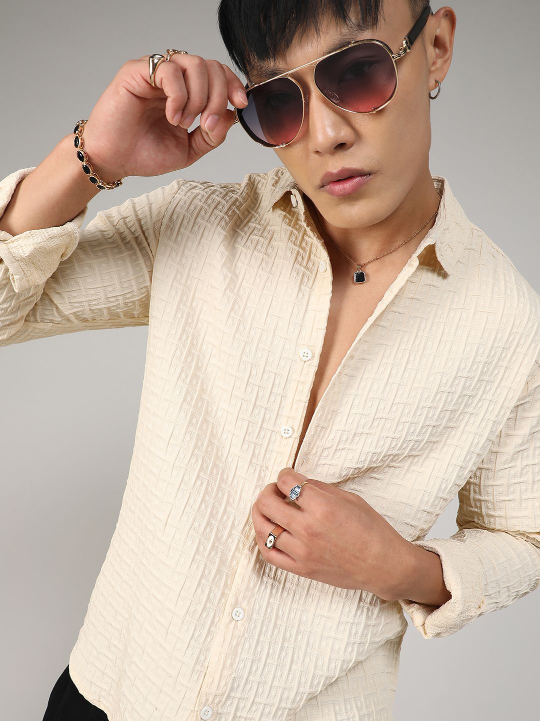 

Campus Sutra Comfort Printed Spread Collar Long Sleeves Casual Shirt, Yellow