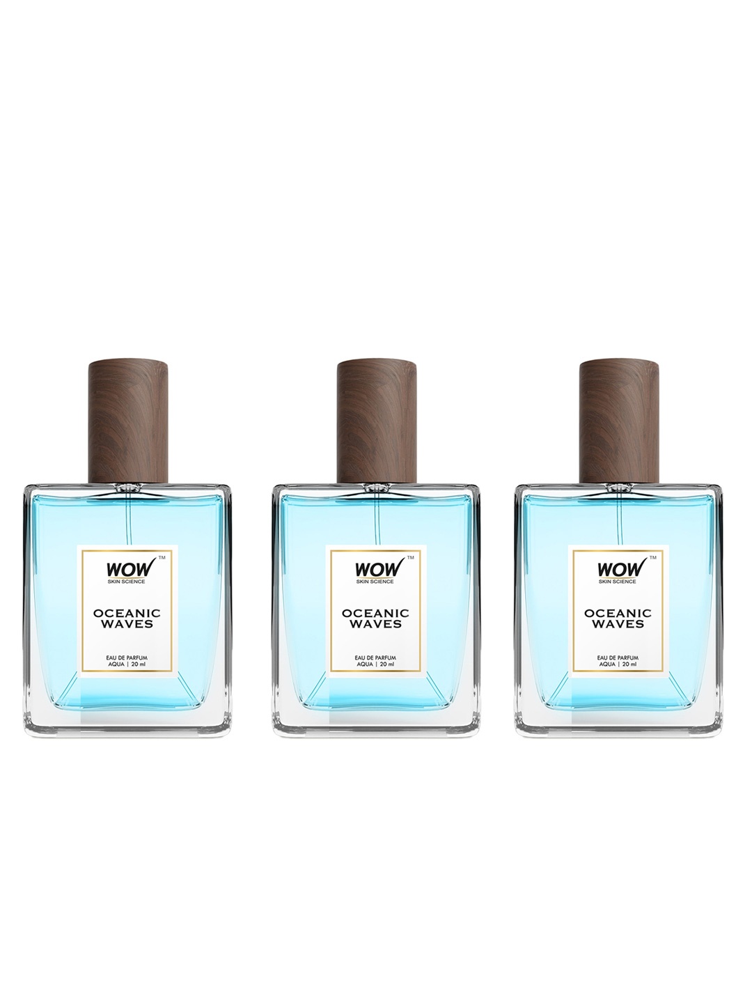 

WOW SKIN SCIENCE Men Set of 3 Oceanic Waves Eau De Parfum Valentines Day Gift - 20 ml each, Blue