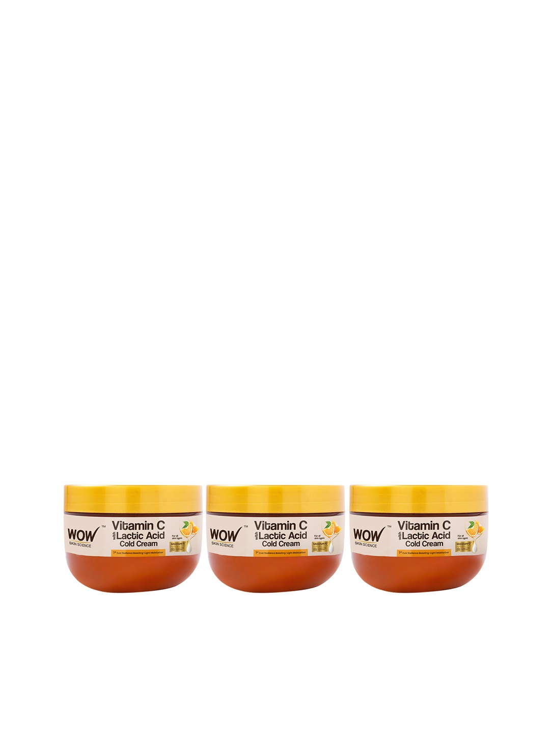 

WOW SKIN SCIENCE Set of 3 Vitamin C & Lactic Acid Cold Cream - 200 ml each, Orange