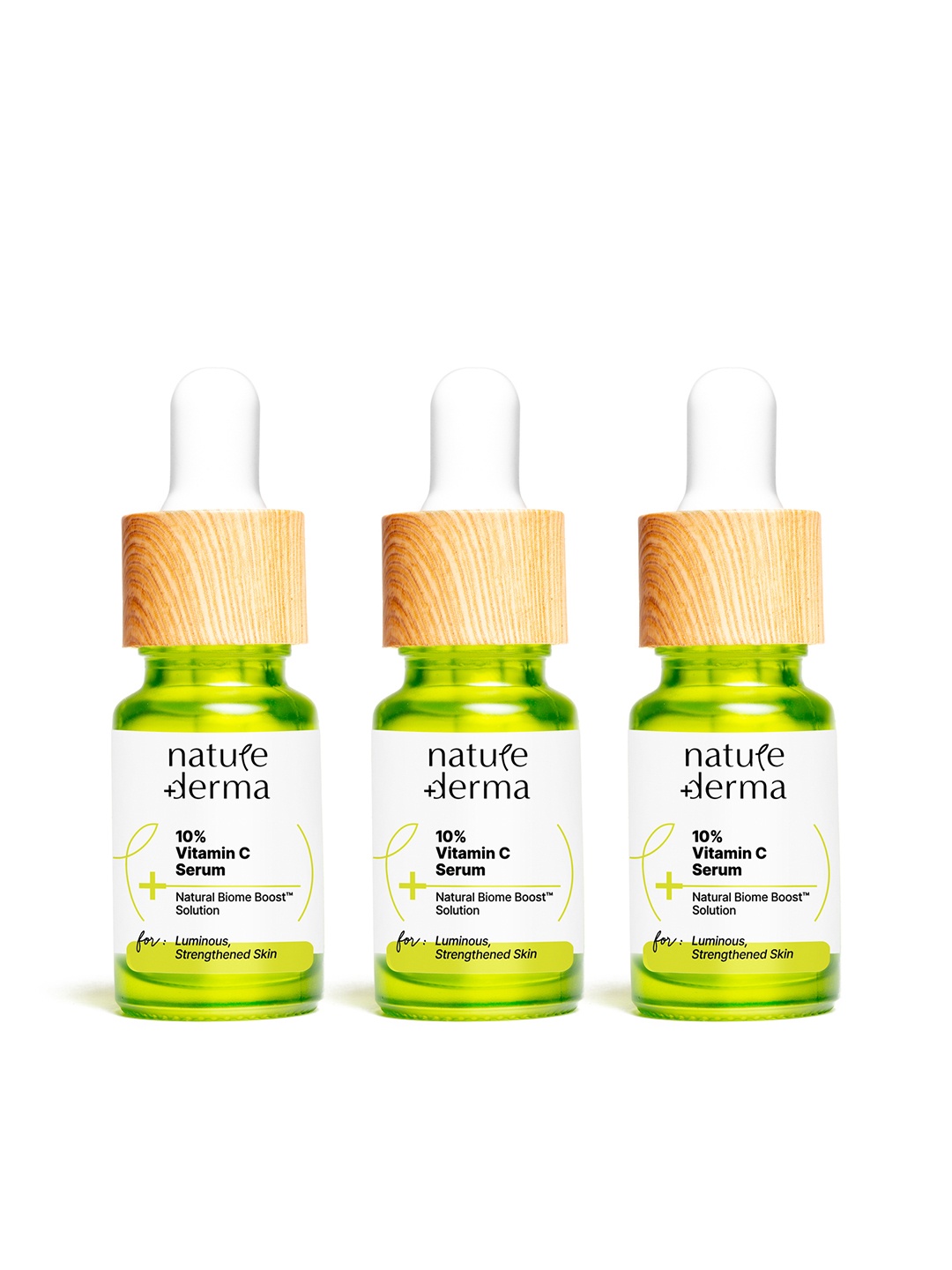 

Nature Derma Set of 3 10% Vitamin C Face Serum With Natural Biome-Boost - 10ml each, Green