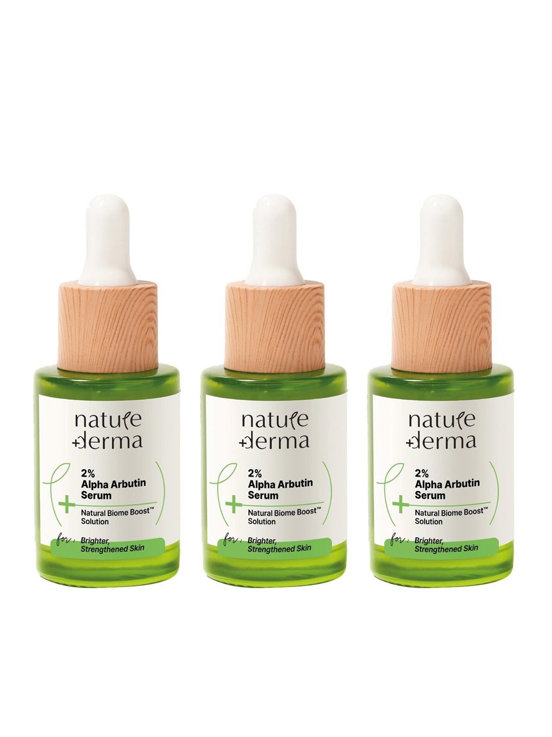 

Nature Derma 3Pcs 2% Alpha Arbutin Face Serum with Natural Biome-Boost - 30 ml each, Green