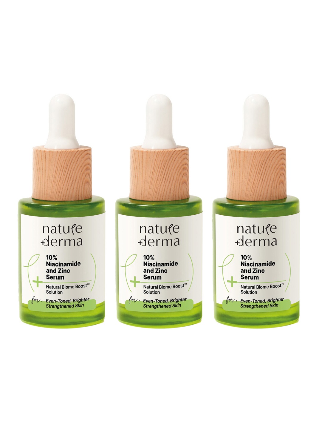 

Nature Derma Set of 3 10% Niacinamide & Zinc Face Serum with Natural Biome-Boost-30ml each, Green