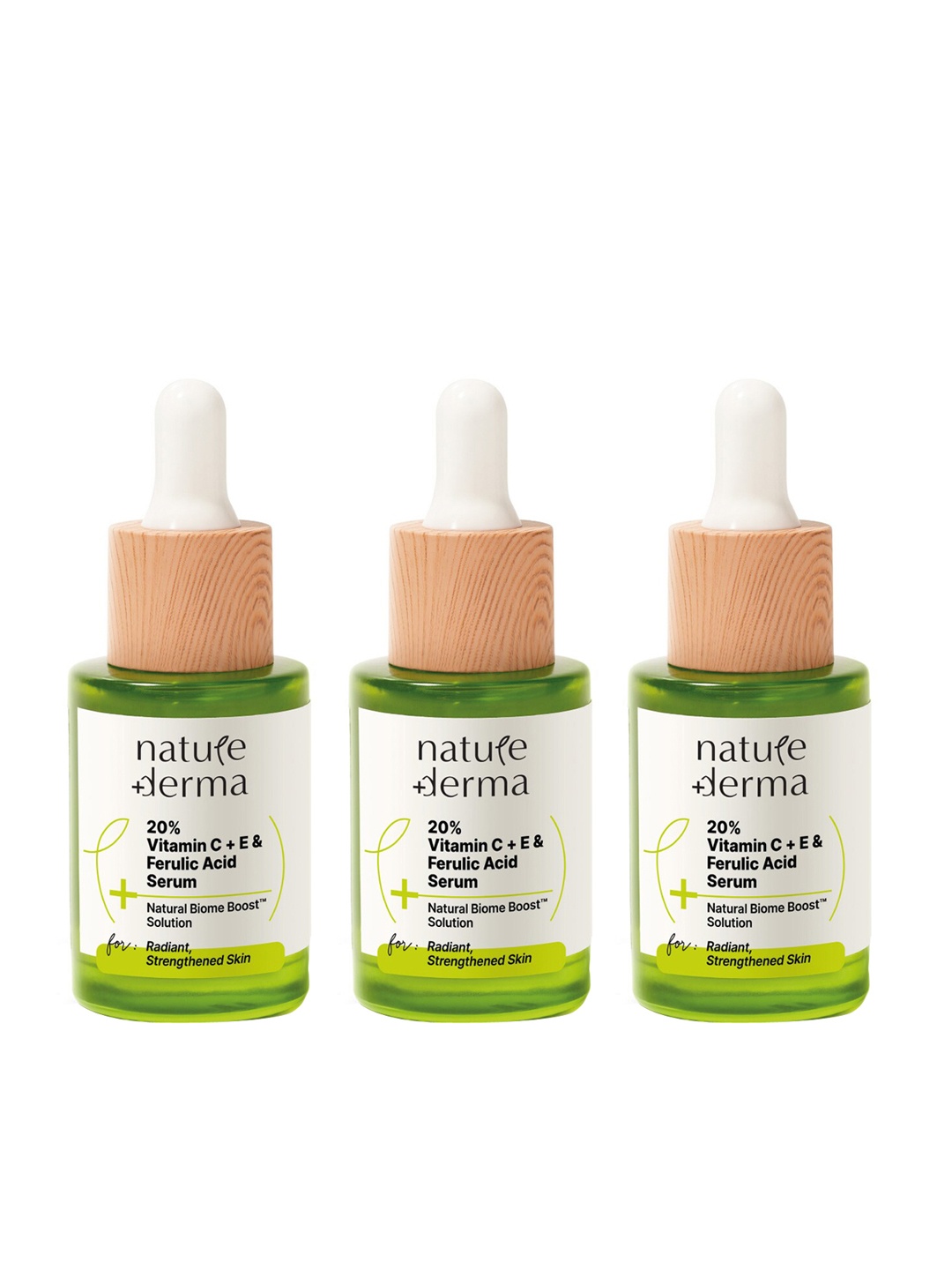 

Nature Derma 3Pcs 20% Vitamin C+E & Ferulic Acid Face Serum - 30ml each, Green