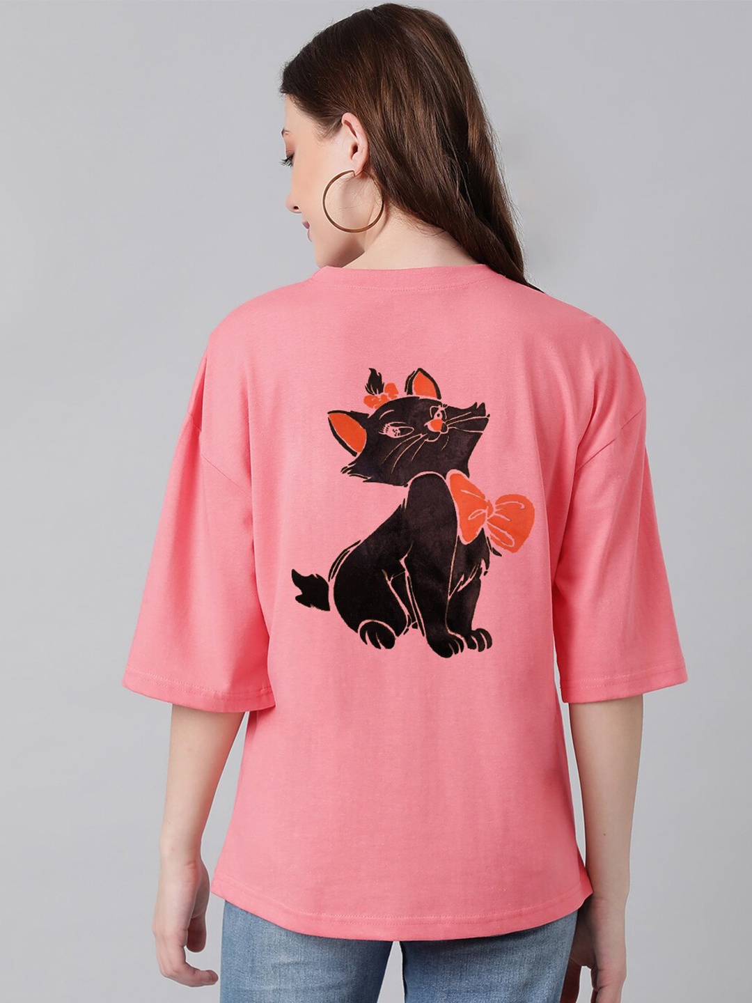 

Kotty Pink Typography Printed Oversized T-shirt