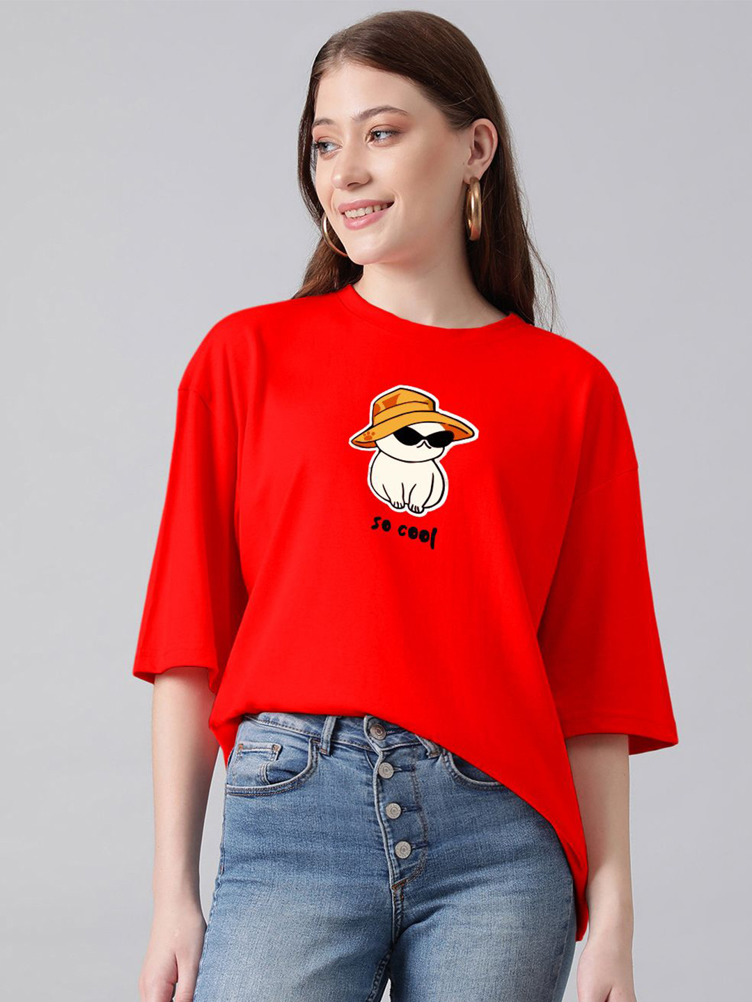 

Kotty Graphic Printed Cotton T-shirt, Red