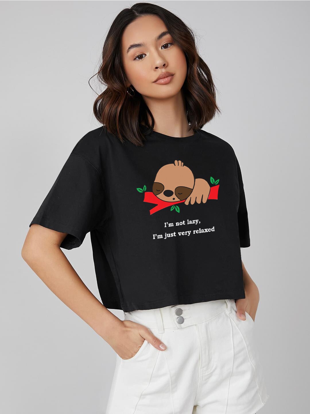 

Kotty Typography Printed Oversized T-shirt, Black