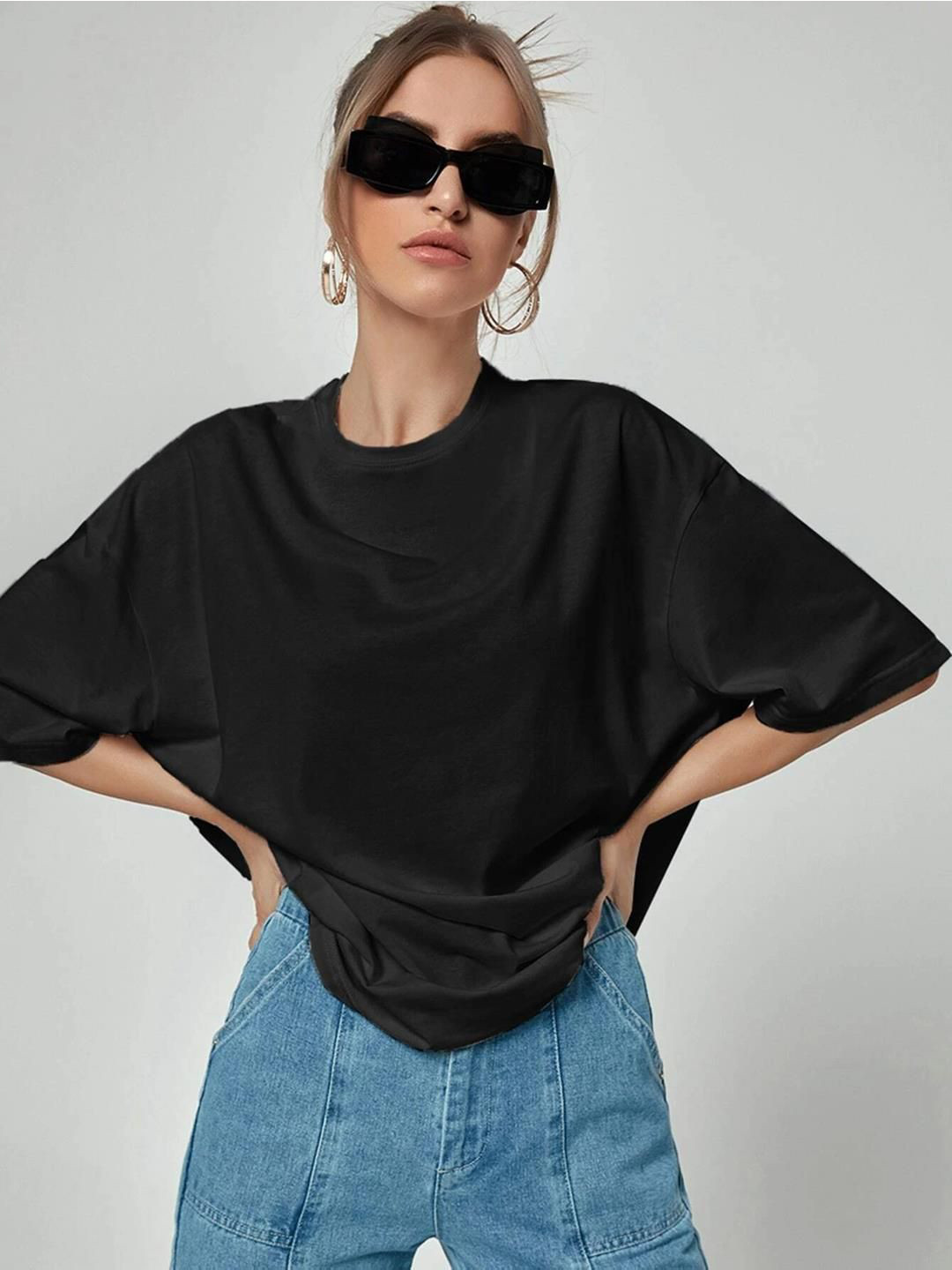 

Kotty Round Neck Oversized T-shirt, Black