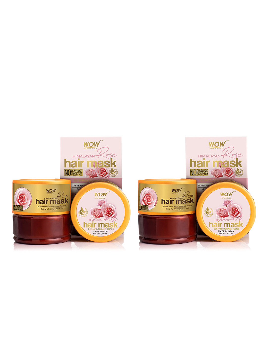 

WOW SKIN SCIENCE Set Of 2 Himalayan Rose Hair Mask To Help Repair Strands - 200ml Each, Maroon
