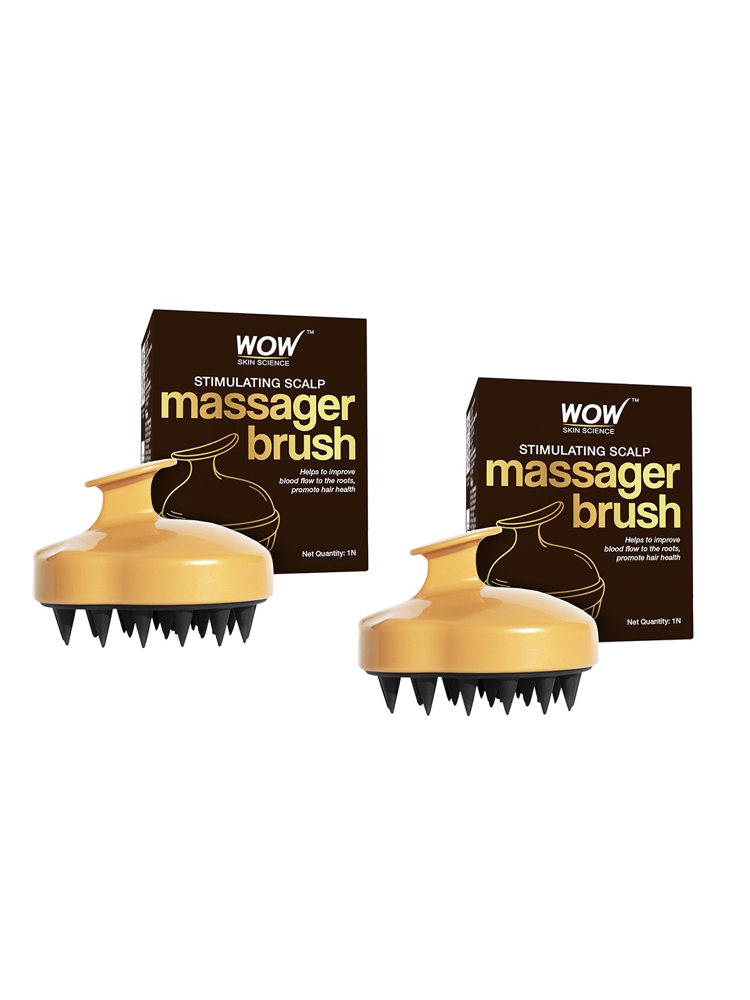 

WOW SKIN SCIENCE Set Of 2 Stimulating Scalp Massager Shampoo Brush, Brown