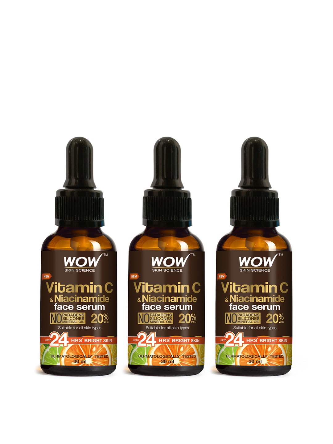 

WOW SKIN SCIENCE Set Of 3 Vitamin C Face Serum For Brightening - 30ml Each, Brown