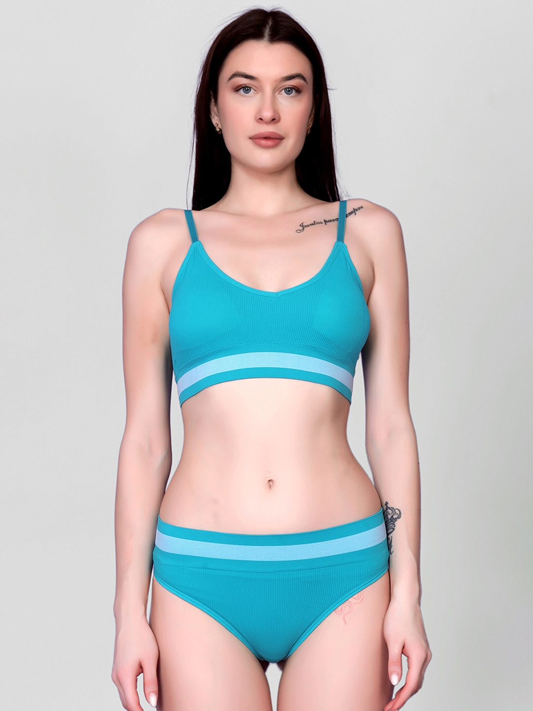 

DEALSEVEN FASHION Lightly-Padded Lingerie Set, Blue