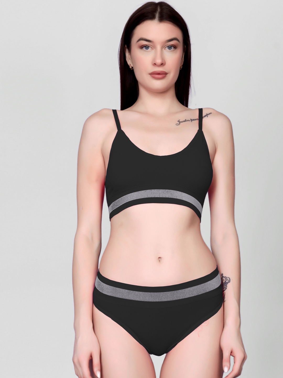 

DEALSEVEN FASHION Lightly Padded Lingerie Set, Black