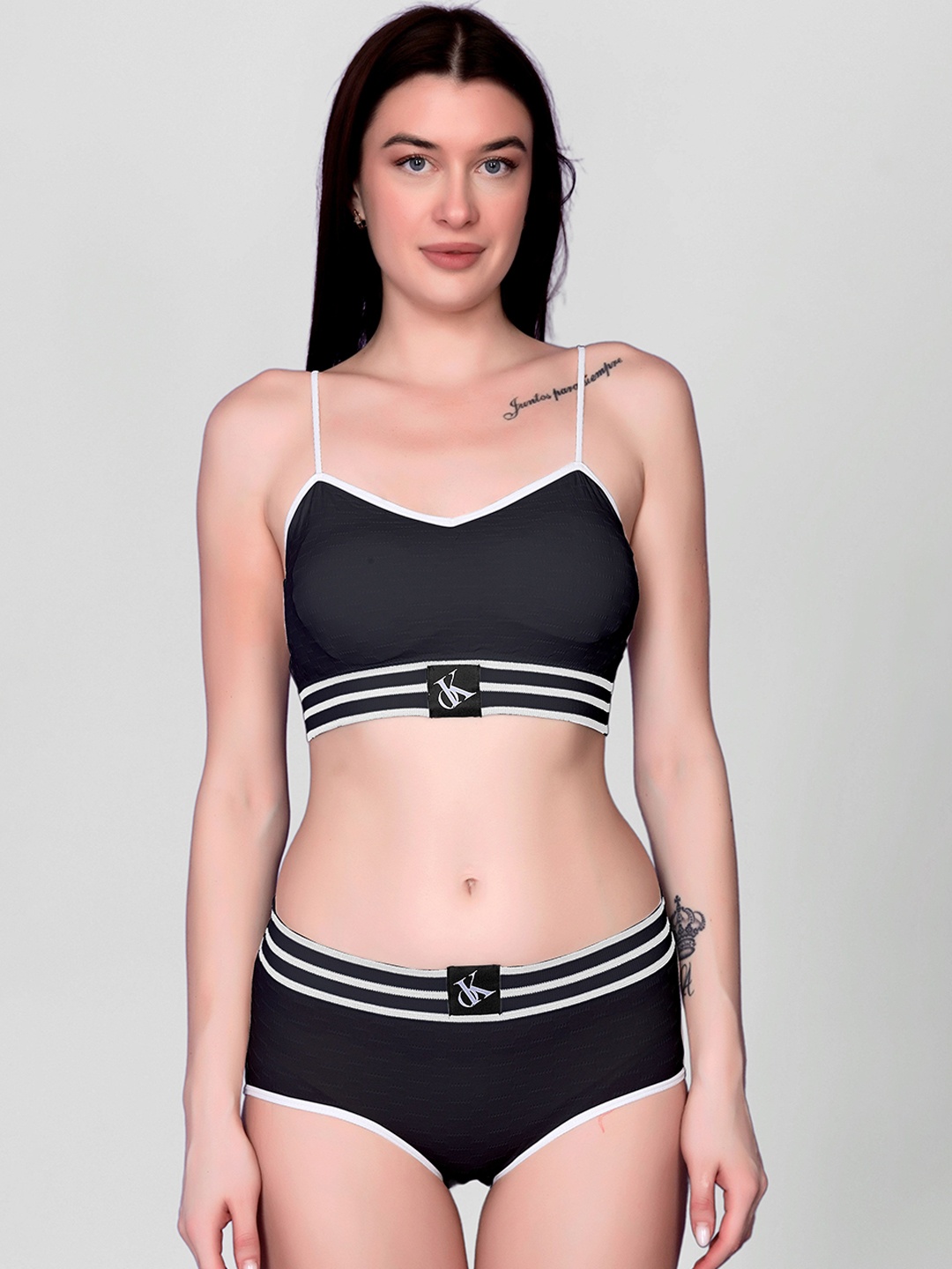 

DEALSEVEN FASHION Lightly-Padded Lingerie Set, Black