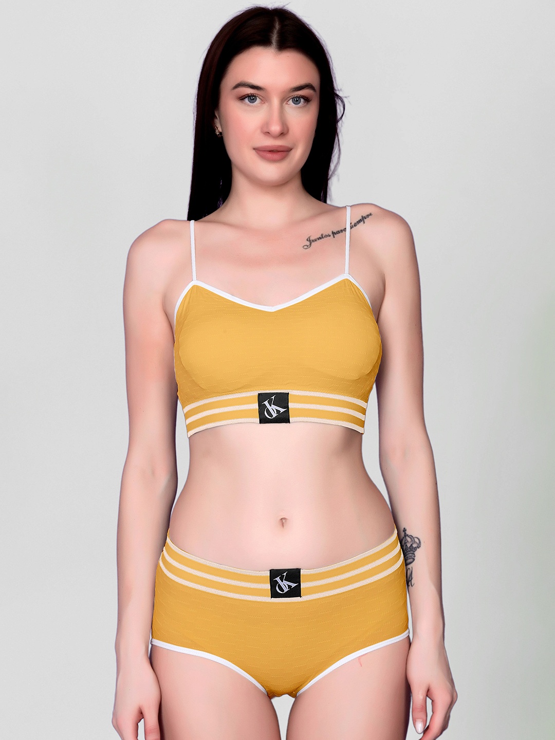 

DEALSEVEN FASHION Lightly-Padded Lingerie Set, Yellow