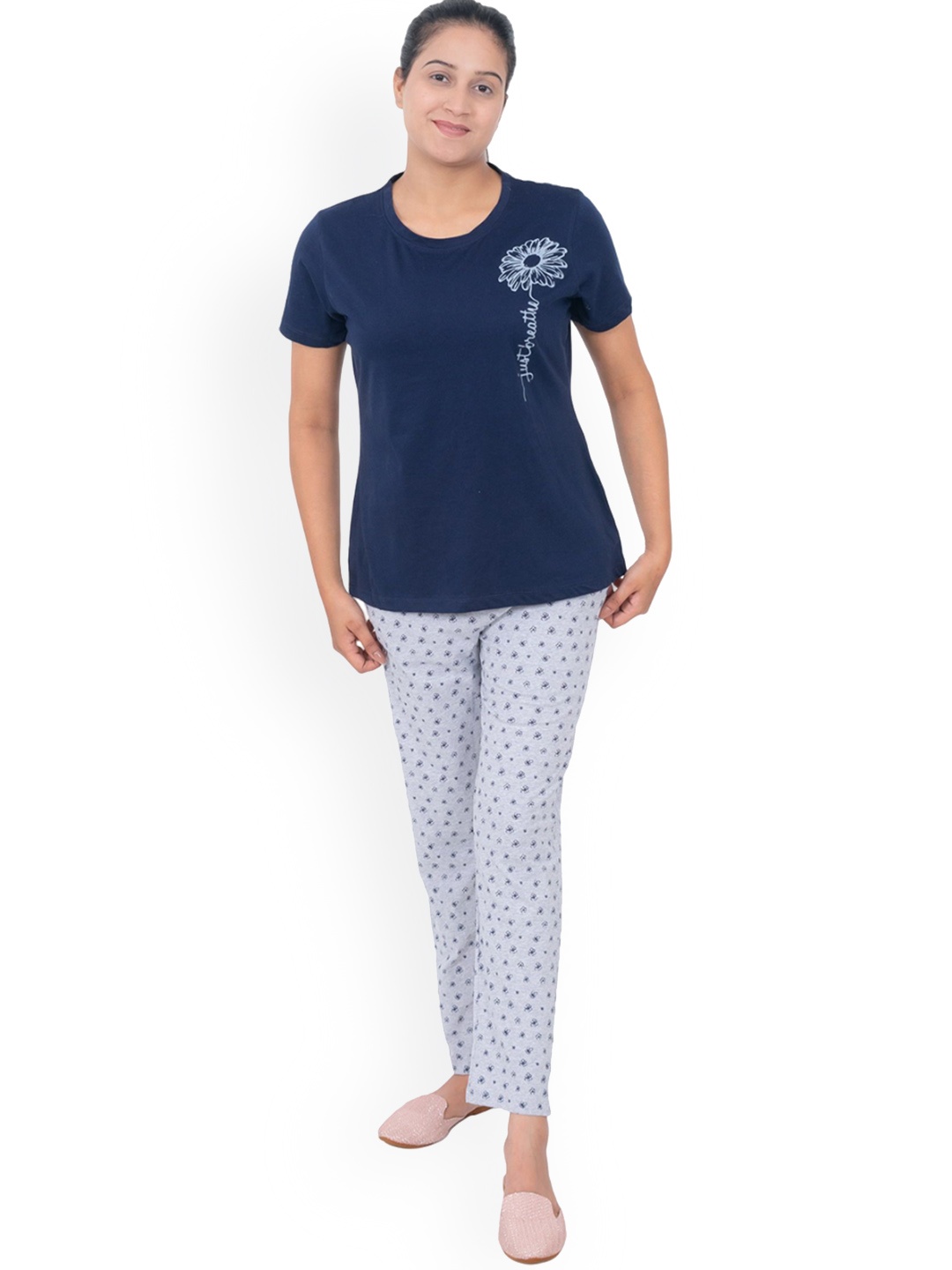 

MAZMUN Printed T-shirt With Pyjamas, Blue