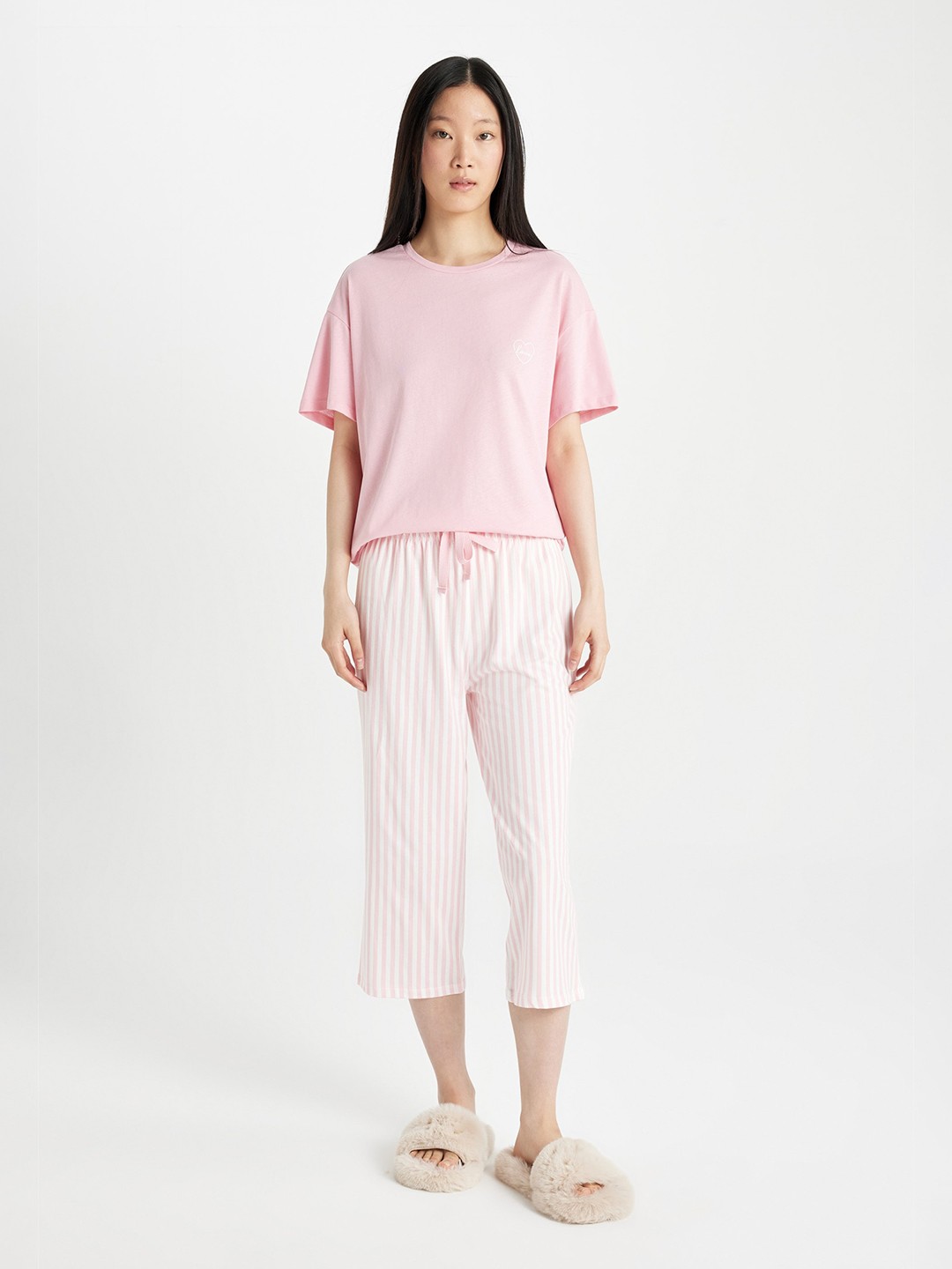 

DeFacto Women Checked Coat with Leggings, Na