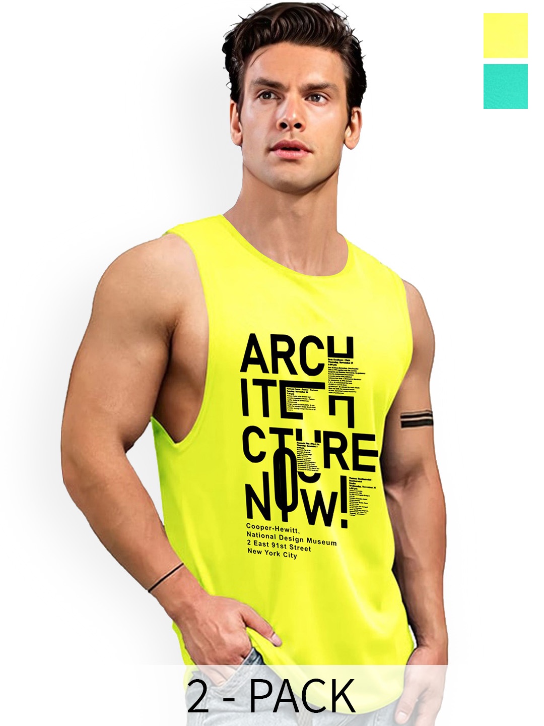 

AUSK Pack Of 2 Printed Innerwear Gym Vests A0738+743, Green